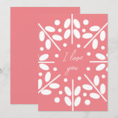 Roze Scandinavische folklaart "Ik hou van je" Kaart (Voorkant / Achterkant)