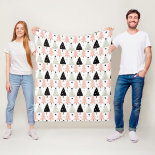 Roze Scandinavische Kerst Fleece Deken