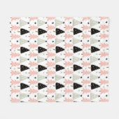 Roze Scandinavische Kerst  Fleece Deken (Voorkant (Horizontaal))
