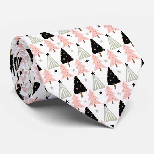 Roze Scandinavische Kerst Stropdas (Opgerold)