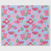 Roze Scandinavische lente Cadeaupapier (Vlak)