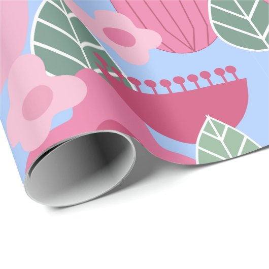Roze Scandinavische lente Cadeaupapier (Rol Hoek)