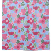 Roze Scandinavische lente Douchegordijn (Voorkant)