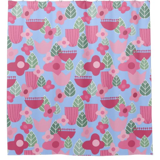 Roze Scandinavische lente Douchegordijn (Voorkant)
