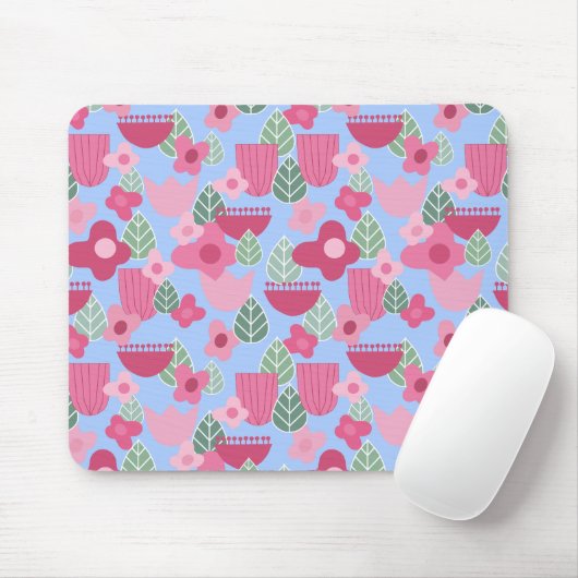 Roze Scandinavische lente Muismat (Met muis)