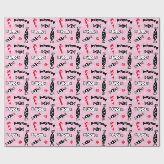 Roze Scandinavische Snoep Bonbon Kerstmis Cadeaupapier (Vlak)