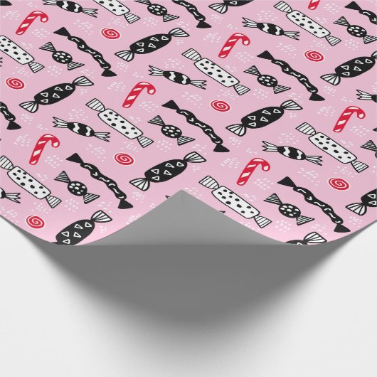 Roze Scandinavische Snoep Bonbon Kerstmis Cadeaupapier (Hoek)