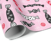 Roze Scandinavische Snoep Bonbon Kerstmis Cadeaupapier (Rol Hoek)
