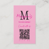 Roze Scannable QR Code Zakelijke Logo Visitekaartje (Voorkant)