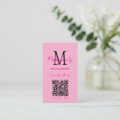 Roze Scannbare QR Code Zakelijk Logo Visitekaartje (Staand voorkant)
