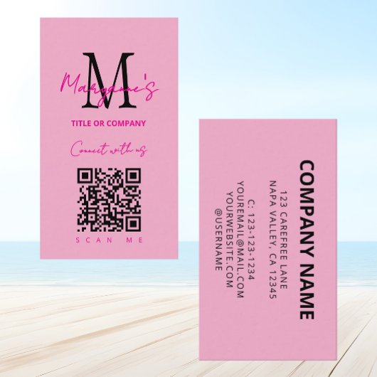 Roze Scannbare QR Code Zakelijk Logo Visitekaartje