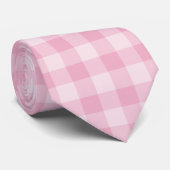 Roze schaakbordpatroon stropdas (Opgerold)