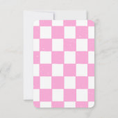Roze schaakverjaardagsfeestje voor meisjes met fot kaart (Achterkant)