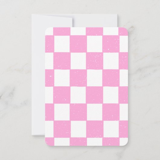 Roze schaakverjaardagsfeestje voor meisjes met fot kaart (Achterkant)