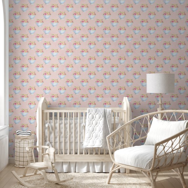 Roze schaal van Flortalen Behang (Kinderen)