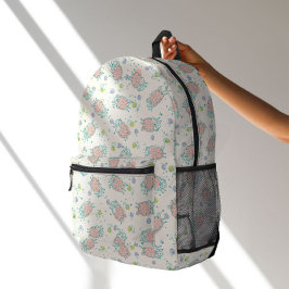 Roze schaap met bloemen & bessen - Leuke patroon Bedrukte Rugzak