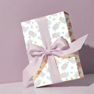 Roze schaap met bloemen & bessen - Leuke patroon Cadeaupapier