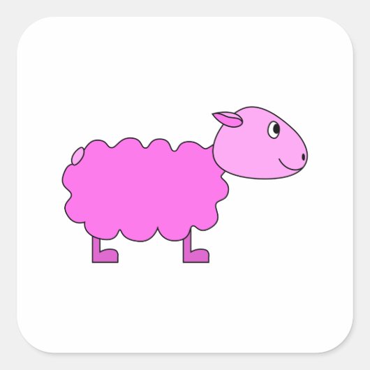Roze Schaap. Vierkante Sticker (Voorkant)