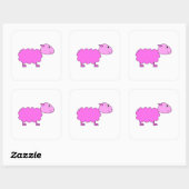Roze Schaap. Vierkante Sticker (Vel)