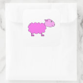 Roze Schaap. Vierkante Sticker (Tas)
