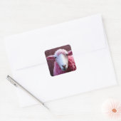 Roze schaap vierkante sticker (Envelop)