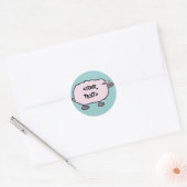 Roze Schaap, <YOUR TEXT> Ronde Sticker (Envelop)