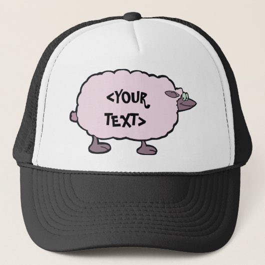 Roze Schaap, <YOUR TEXT> Trucker Pet (Voorkant)