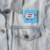 Roze Schaap, <YOUR TEXT> Vierkante Button 5,1 Cm (In situ)