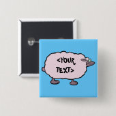 Roze Schaap, <YOUR TEXT> Vierkante Button 5,1 Cm (Voorkant /achterkant)