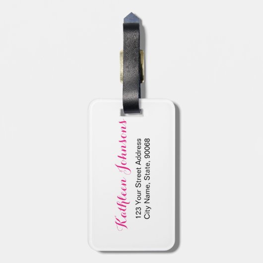 Roze schaar bagagelabel (Achterkant verticaal)