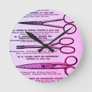 Roze schaar omkeren ronde klok