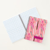 Roze schaar pen potlood gum marker personaliseren notitieboek (Binnen)