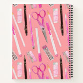 Roze schaar pen potlood gum marker personaliseren notitieboek (Achterkant)