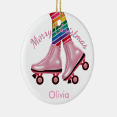 Roze Schaats Girl Keramisch Ornament (Rechts)