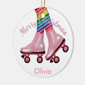 Roze Schaats Girl Keramisch Ornament (Links)