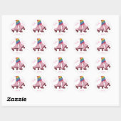 Roze Schaats Girl Ronde Sticker (Vel)