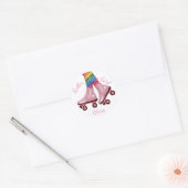 Roze Schaats Girl Ronde Sticker (Envelop)