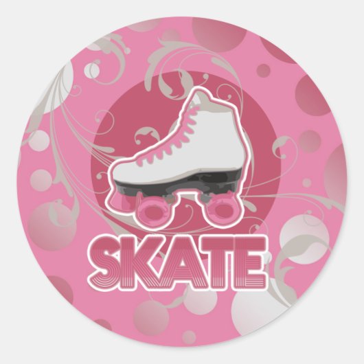 Roze Schaats met roze zwembril, Skin Ronde Sticker (Voorkant)