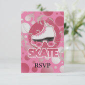 Roze Schaats met roze zwembril, Skin RSVP Kaartje (Staand voorkant)