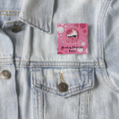 Roze Schaats met roze zwembril, Skin Vierkante Button 5,1 Cm (In situ)