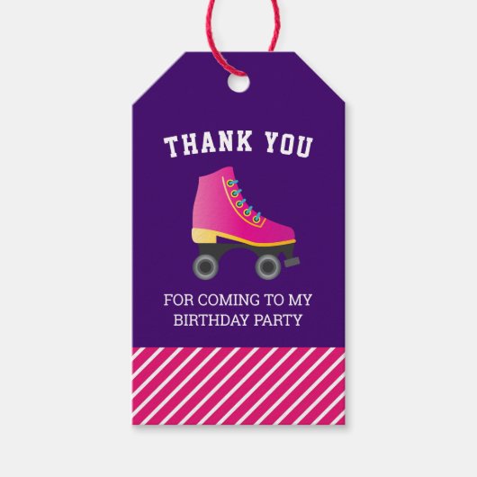 Roze Schaats Roller Skating Birthday Party Favor Cadeaulabel (Voorkant)