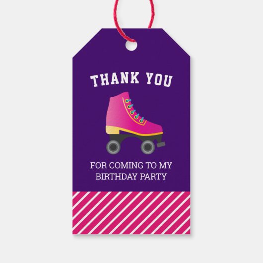 Roze Schaats Roller Skating Birthday Party Favor Cadeaulabel (Achterkant)