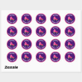 Roze Schaats Roller Skating Birthday Party Favor Ronde Sticker (Vel)