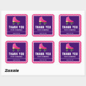 Roze Schaats Roller Skating Birthday Party Favor Vierkante Sticker (Vel)