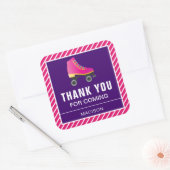 Roze Schaats Roller Skating Birthday Party Favor Vierkante Sticker (Envelop)