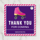 Roze Schaats Rolschaatsen Verjaardagsfeest Bedankjes Labels (Achterkant)