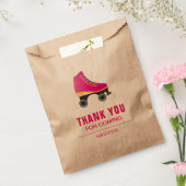 Roze Schaats Rolschaatsen Verjaardagsfeest Bedankzakje (Gezegeld)