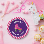 Roze Schaats Rolschaatsen Verjaardagsfeest Papieren Bordje (Feest)