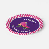Roze Schaats Rolschaatsen Verjaardagsfeest Papieren Bordje (Gekanteld)