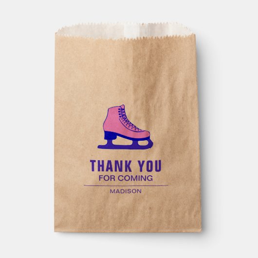 Roze Schaats Schaatsen Verjaardagsfeest Bedankzakje (Voorkant)